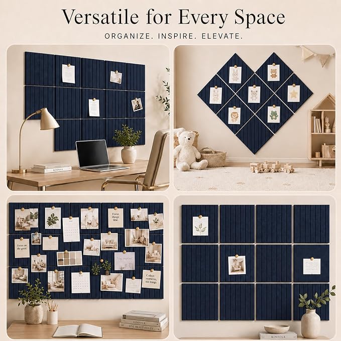 Stripe Felt Bulletin Board Tiles, Cork Board Alternative 48 x 36 in | 0.35 in - Image 6