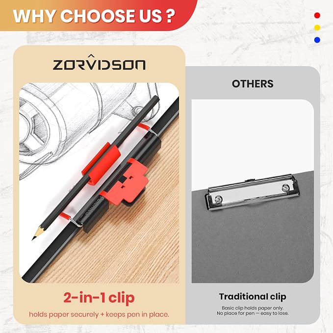 Clipboard with Pen Holder, Aluminum Protection Edge, Dual Clips, A3 Size 11" x - Image 2