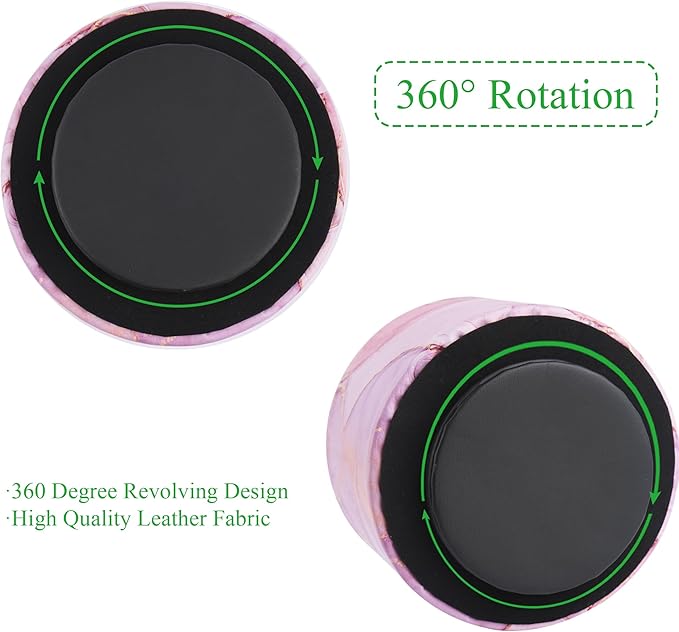 Round Leather Art Supply Organizer,Remote Control Holder,360-degree Rotating Pen Organizer with 4 Compartments(1-Pink Splash Ink)-DeskLoop Office