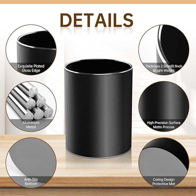 Christian Gifts,Metal Pen Holder Aluminum Pencil Holder for desk,Round Desktop Organizer and Black Pencil Cup for Office, School, Home and Stationary Supplies (Philippians 4:13)-DeskLoop Office