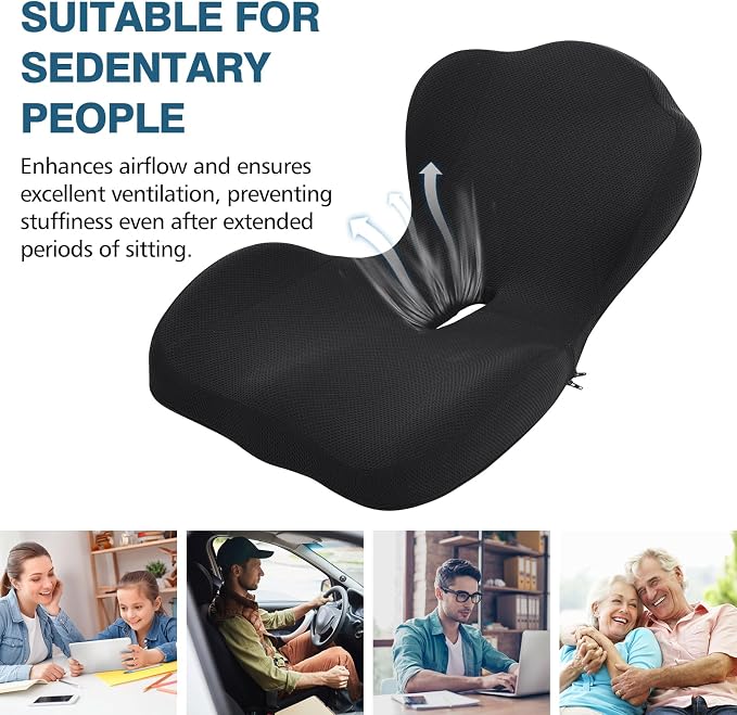 Office Chair Cushion with Lumbar Support Pillow Memory Foam Seat Cushions - Image 3