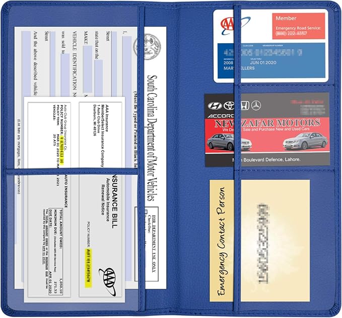 Wisdompro Car Document Holder Organiser, PU Leather Vehicle Insurance and - Image 2