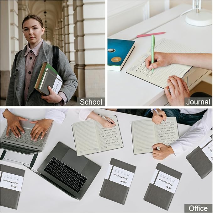 ZCZN 6 Pack Lined Journal Notebooks, 192 Pages A5 Hardcover Leather Journals for Work,Writing,School & Travel, College Ruled Journaling Notebooks for Notes Taking,Diary Notepad (Light Green*6)-DeskLoop Office