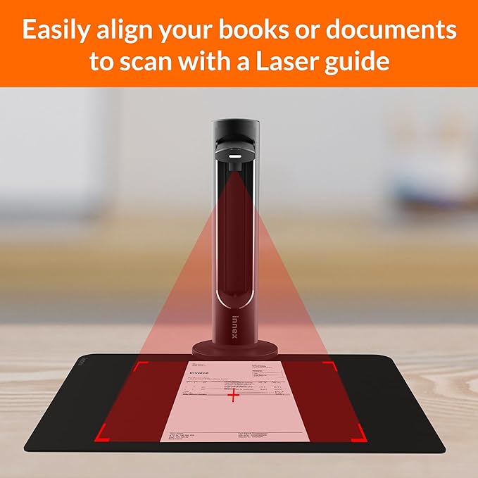Innex DS200 Professional USB Book Scanner, 26MP, A3 Document scan, 120+ Language OCR, Auto-Flatten & Deskew, Finger Removal, Built-in Mic and LED lamp, Hand Button & Foot Pedal, for Windows/MacOS-DeskLoop Office