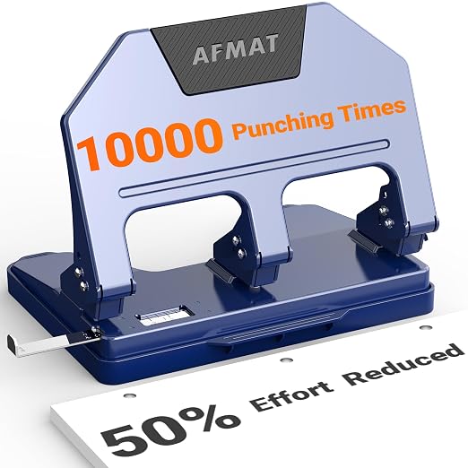 AFMAT 3 Hole Punch, 9/32" Holes, 40-Sheet 3 Hole Puncher by AFMAT