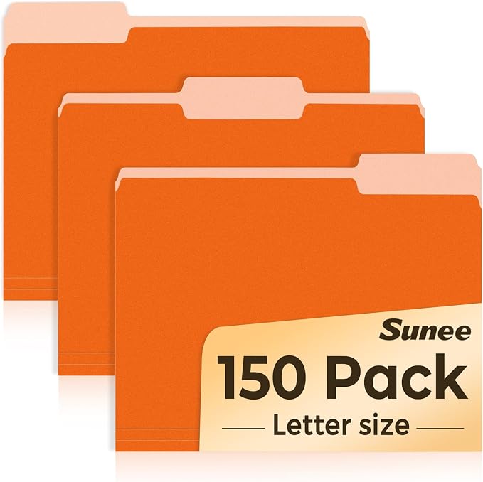 SUNEE File Folders, 150 Pack Manilla Folders 8.5 x 11, Colored File Folders by SUNEE