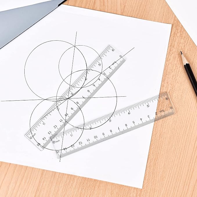 Unjoo Clear Plastic Ruler 6 Inch Straight Rulers, - Image 7