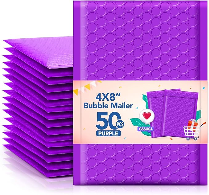 GSSSUSA Bubble Mailers 4x8 Inch 50 Pack Padded Envelopes Usable Size 4x7 Inch by GSSUSA
