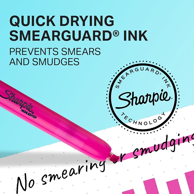 Sharpie Retractable Highlighters, Chisel Tip, Smear-Resistant, Back to School - Image 4