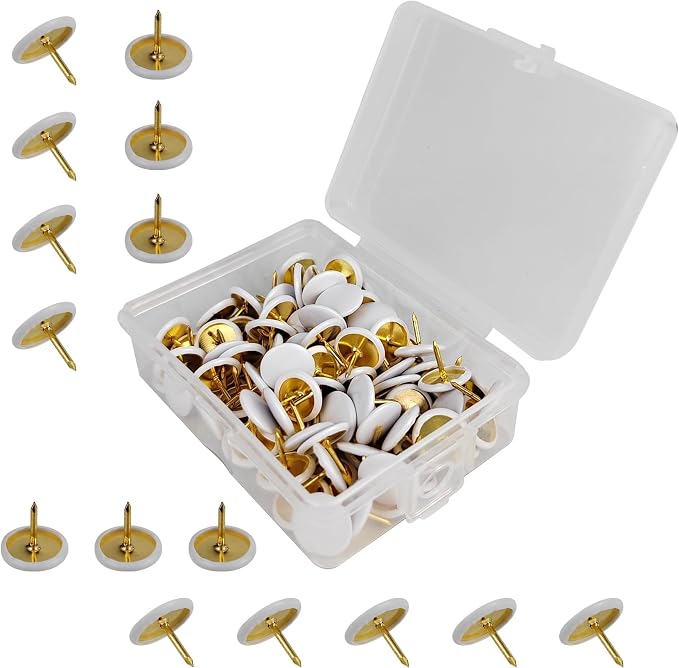 200 Pcs Thumb Tacks, Drawing Pins, Metal Flat Push Pins, Round Head Drawing Pins by FOHOLA