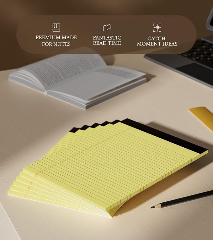 Legal Pads 8.5 x 11 Yellow Note Pads Wide Ruled, 12 Pack Yellow Notepad - Image 6