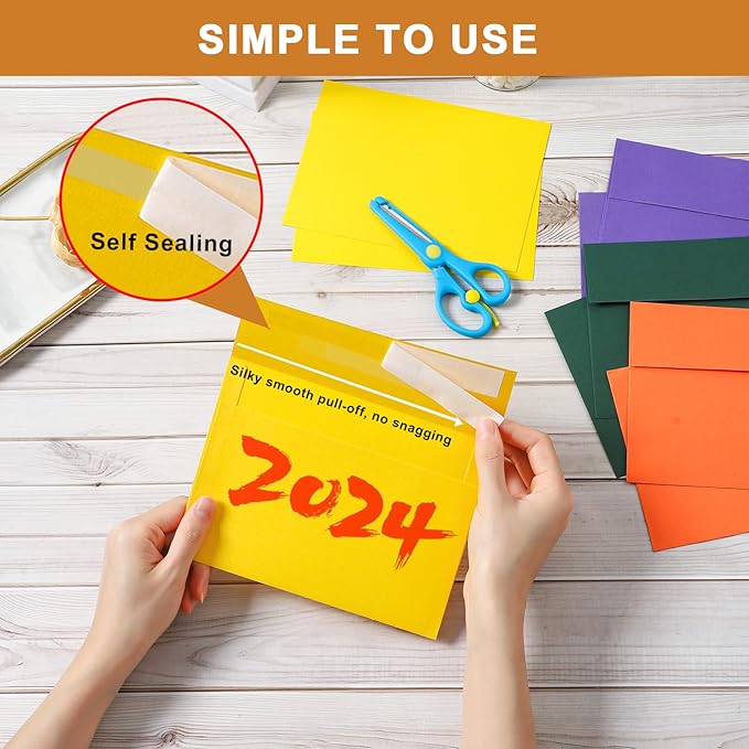 100 Packs 10 Assorted Colors Blank Greeting Cards and Envelopes 4.25 x 5.5 Heavyweight Flat Cardstock and A2 Envelopes Self Seal for Wedding, Invitations, Thank You Cards