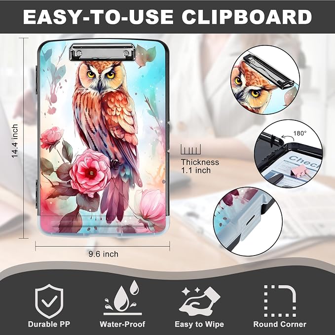 Clipboard with Storage, Storage Clipboard with Pen Holder, Heavy Duty Plastic - Image 2