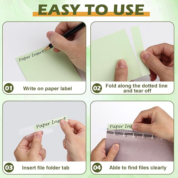 100 Pcs Hanging File Folder Tab Inserts 3.5 Inch Colored Blank File Tab Hanging - Image 3