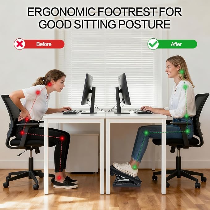 Scalebeard Foot Rest for Under Desk at Work, Height Adjustable Infinite Angle - Image 2