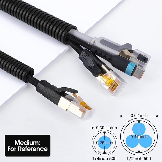 Wire Loom 1/4", 1/2 Inch x 50 FT, Split Wire Loom Tubing Wire Conduit, Cable - Image 2