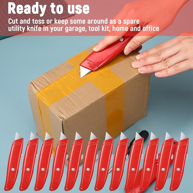 20 Pcs Retractable Utility Knife, Box Cutter Aluminum Alloy Carpet Knife Heavy - Image 4