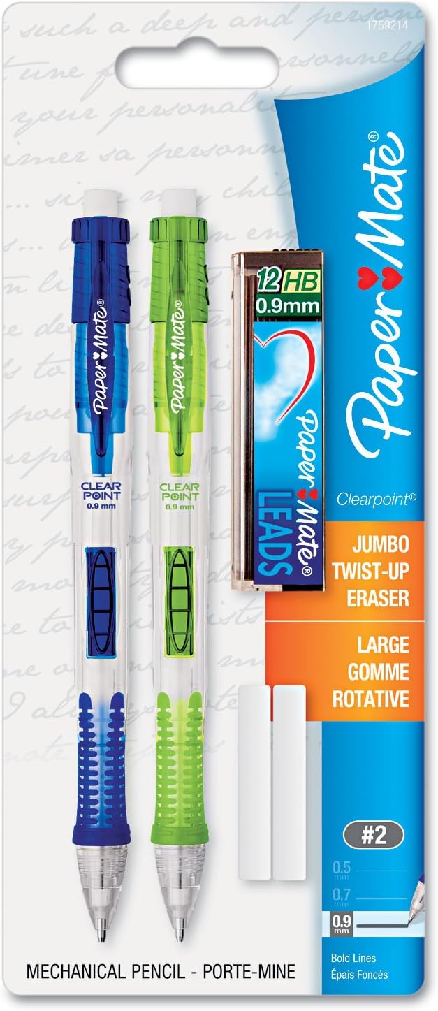Paper Mate 1759214 Clear Point Mechanical Pencil Starter Set, 0.9 mm, Lime Green by Unknown