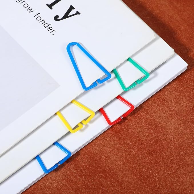 50Pcs Plastic Paper Clips Long Mixed Color Triangle Clips Bookmarks Smooth - Image 7