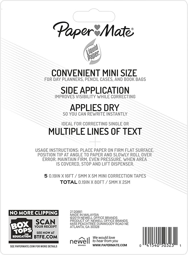 Paper Mate Liquid Paper DryLine Mini Correction Tapes, Teacher Supplies - Image 3