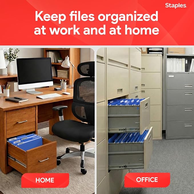 Staples Hanging File Folders, Letter Size, 1/5‑Cut Tabs, Includes Tabs & - Image 7
