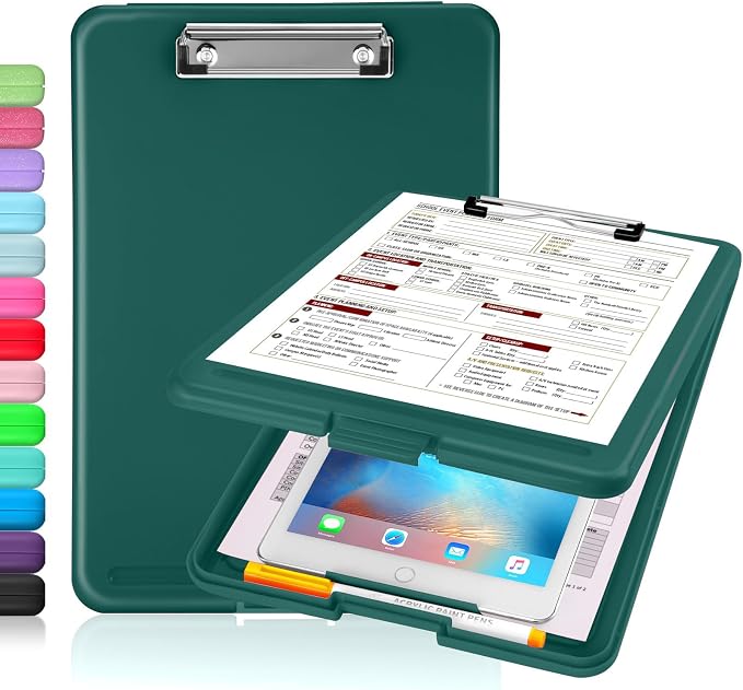Sooez Clipboard with Storage, Plastic Storage Clipboards with Low Profile Clip by Sooez