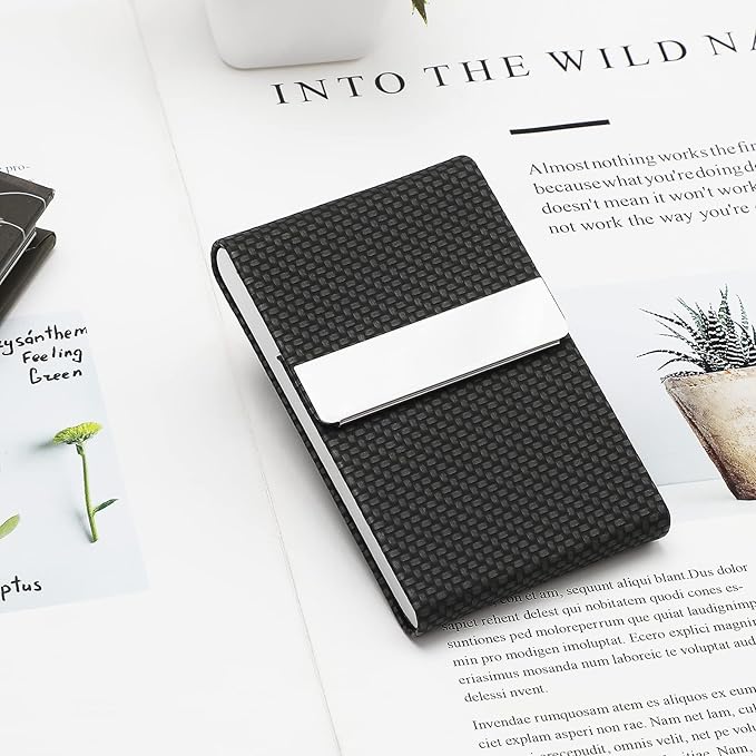 MaxGear Business Card Holder, PU Leather Business Card Case, Magnetic Closure - Image 8