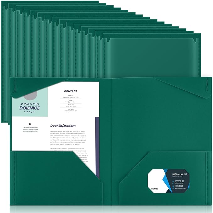 Henoyso 36 Pack Forest Green Plastic Folders by Henoyso