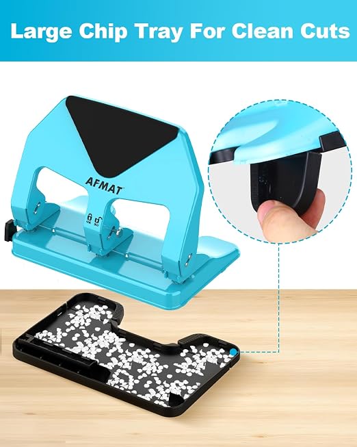 AFMAT 3 Hole Punch Heavy Duty, 50-Sheet Three Hole Punch, 50% Reduced Effort - Image 7