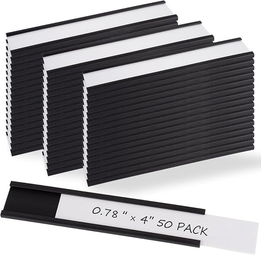 Realth C Channel Magnetic Label Holders 50 Pack 0.78" x 4" by Realth