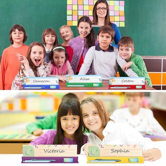 MJOGGOTT 24 Pcs Classroom Desk Name Plates Holder Index Cards Storage, School - Image 4