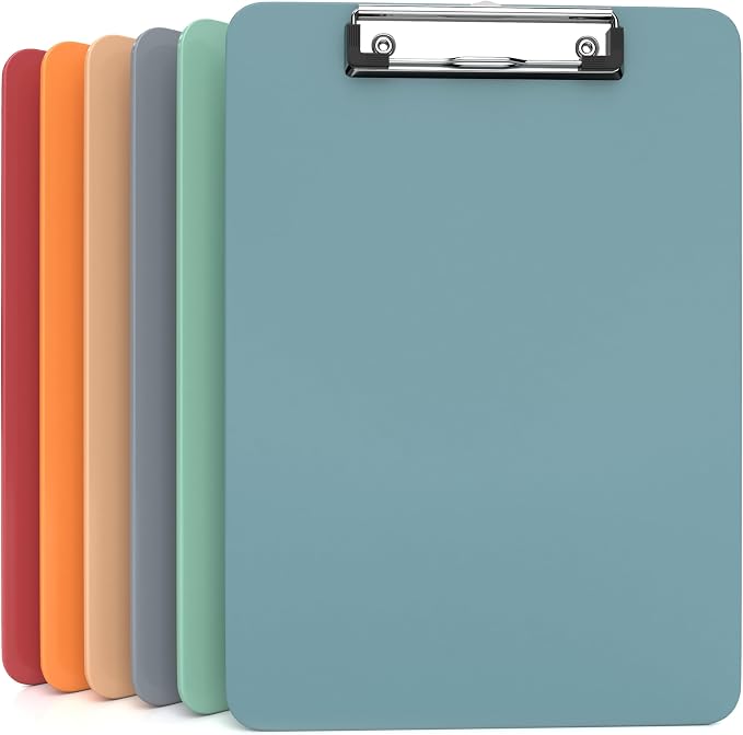 Kiggos 6 Pack Boho Colored Clipboards Plastic Clipboards by Kiggos