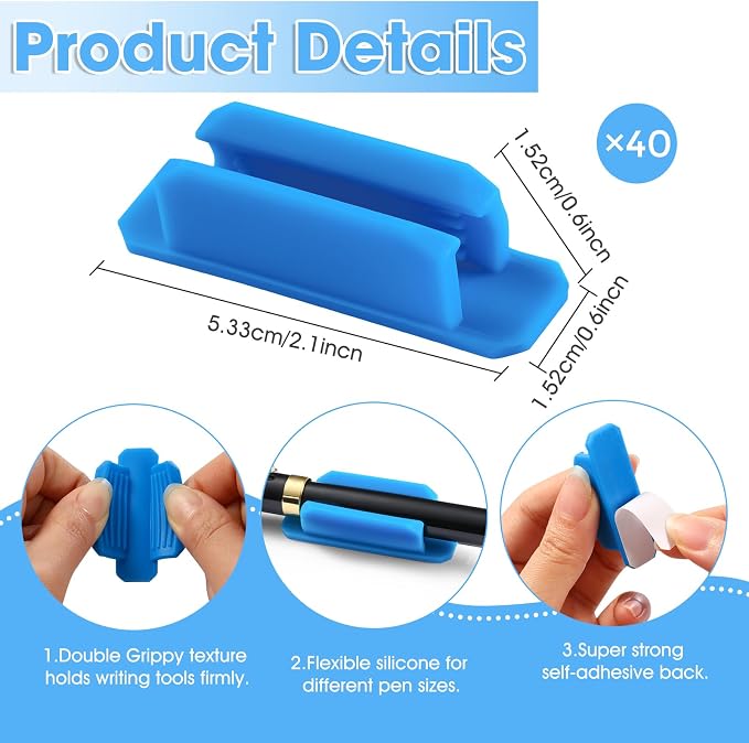 VZZNN Adhesive Pen Holders for Desk Set of 40 - Image 2