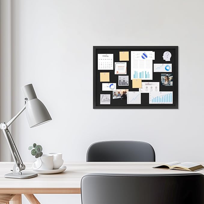 DAHAPYBOO Cork Board with Linen Black, Bulletin Board 23"x17" | Corkboards - Image 4