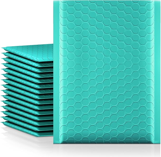 Fuxury Bubble Mailers 6x10" 100 Pack Teal Padded Envelopes Usable Size 6x9" by Fuxury