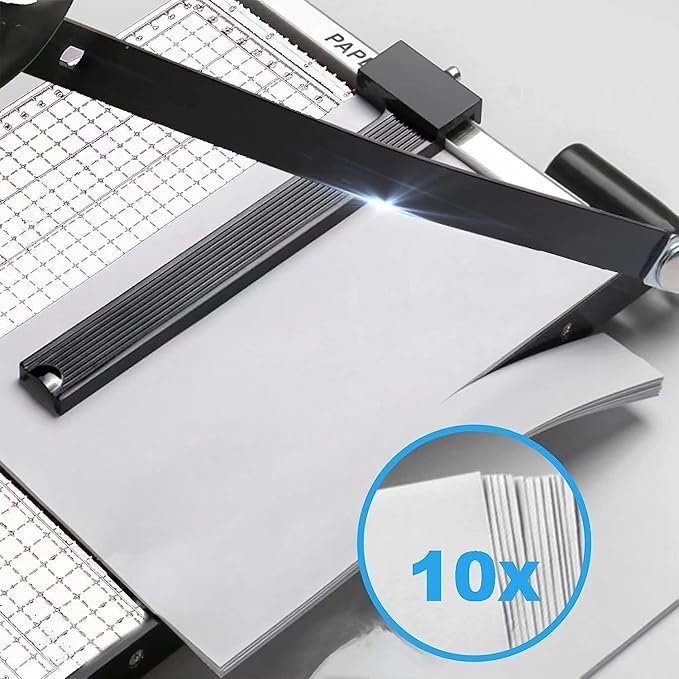 Paper Cutter for Cardstock Heavy Duty 12 inch, 12" Cut Length Guillotine Paper Trimmer for Cardstock Metal Base, 12 Sheets Capacity, for Home Office Classroom School-DeskLoop Office