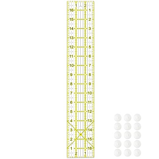 Acrylic Quilters Ruler, Sewing Ruler, 3-Inch by 17-Inch, Non Slip Rings 15 by VPVPV