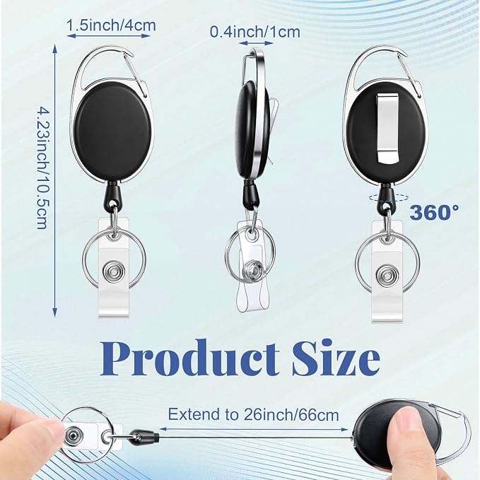 Honoson 110 Pcs Heavy Duty Retractable Badge Reels Batch ID Badge Holder - Image 2