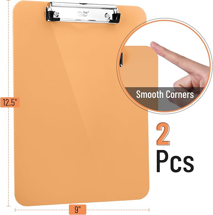 Mr. Pen- Plastic Clipboard, 12.5" x 9", 2 Pack | Peach Blush Clipboard Plastic - Image 2