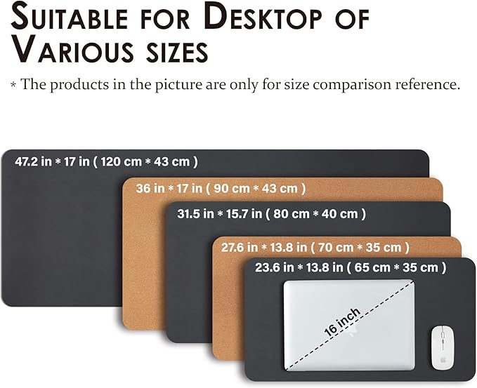 Cork Desk Mat - Small Dual-Sided Desk Pad for Office and Home - Desk Organization and Accessories - Ideal for Large Mouse Pad and Small Desk Mats on Top of Desks(Black,23.6"x 13.8")-DeskLoop Office