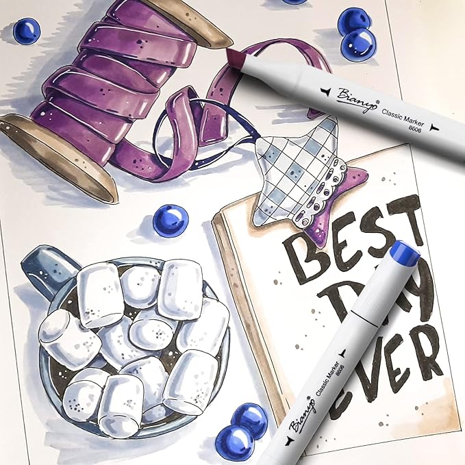 Bianyo 72 Pastel Markers Alcohol Marker Set, Dual Tip Art Markers Set, Alcohol-Based Ink Permanent Marker with Premium Grey Bag for Adults, Kids, Amateurs, Coloring, Drawing, Outlining, highlighting-DeskLoop Office