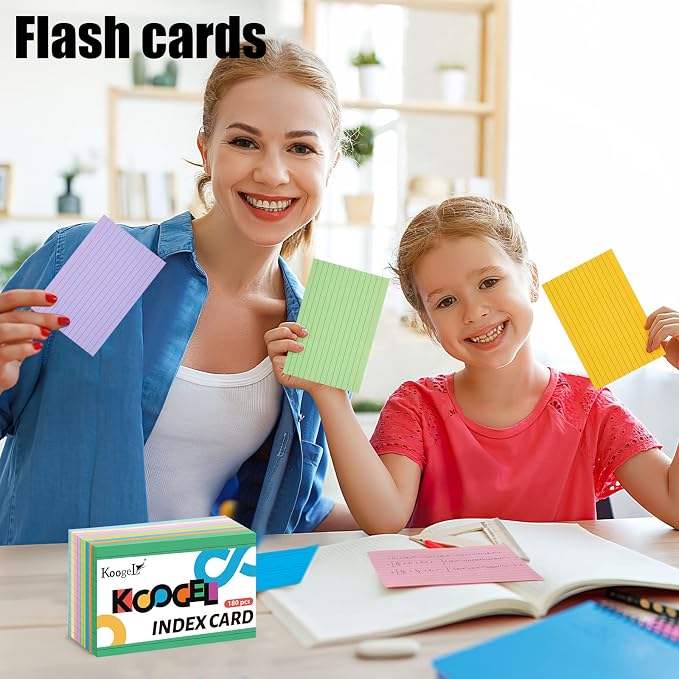 Koogel Index Cards 4x6 Inch, Colored Large Flash Card - Image 8
