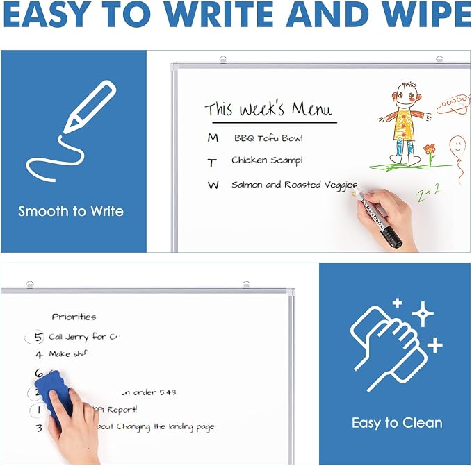 Magnetic Dry Erase White Board 30" x 20" Aluminum Frame | Dry erase board - Image 4