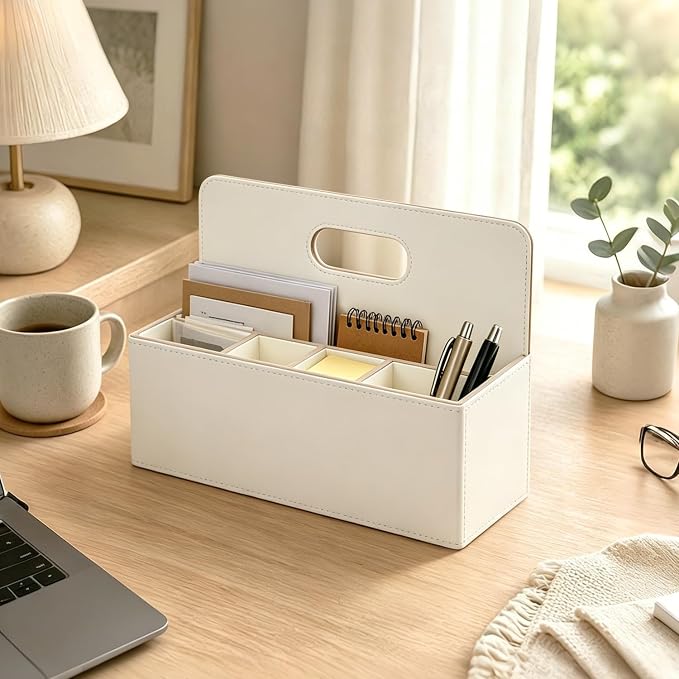 Mail Organizer Countertop, Pencil Holder, Office Supplies File Bill Sorter | PU - Image 6