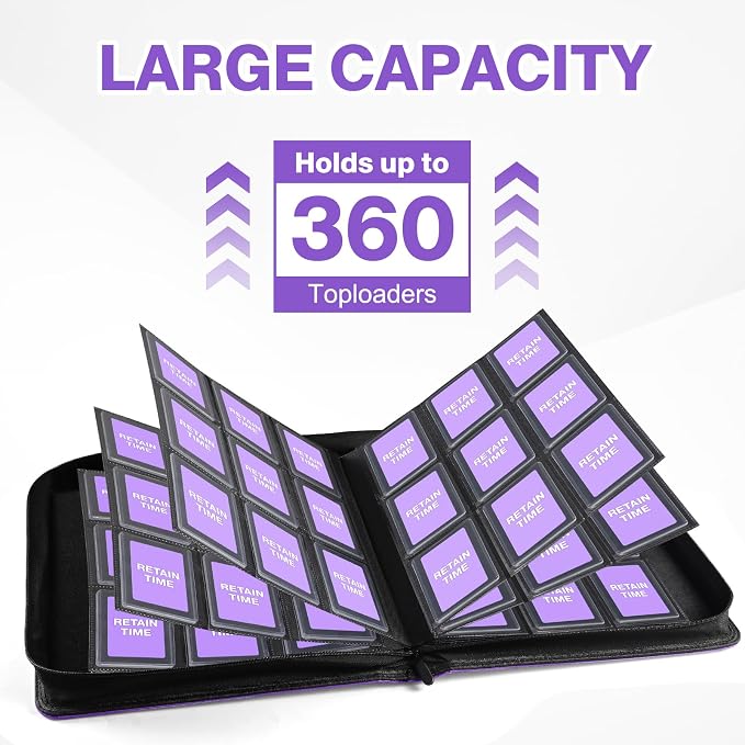 Toploader Binder, Holds 360 Toploaders, 100 Toploaders INCLUDED, 9-Pocket PU - Image 4