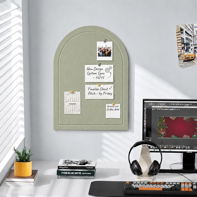 Arched Felt Bulletin Board, Foldable Picture Self-Adhesive Boards - Image 6