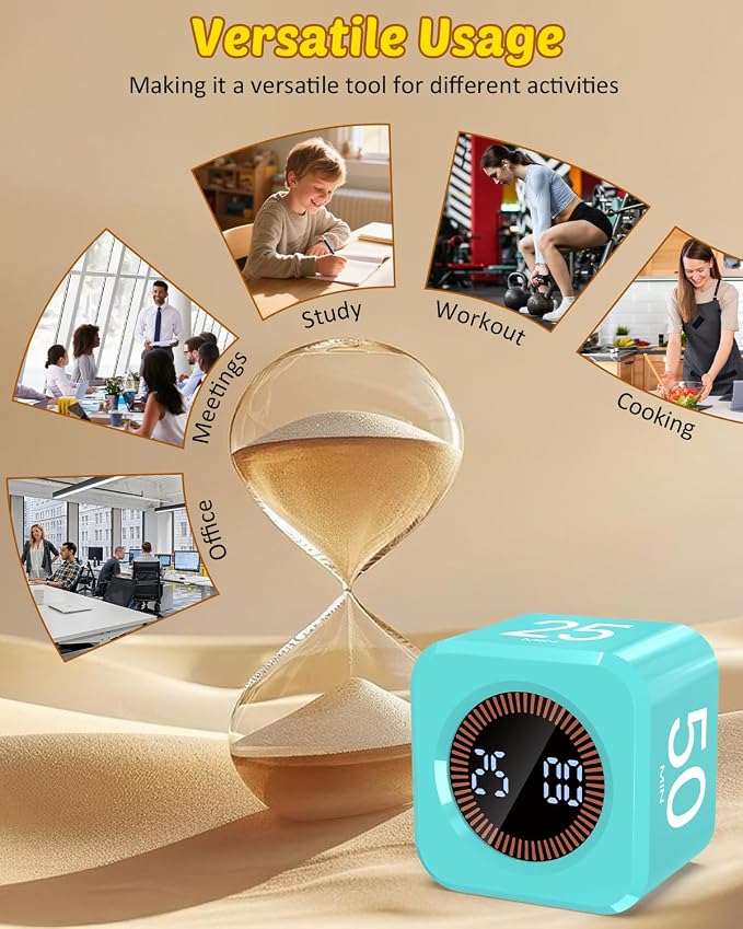 Digital Pomodoro Timer Cube 5/10/25/50min, Visual Productivity Flip Timer - Image 8