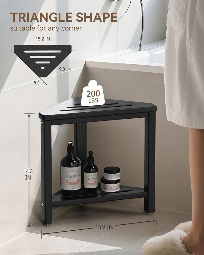 Shower Foot Rest 15in, HDPE Waterproof Shower Stool - Image 2