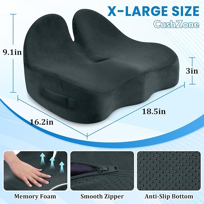 CushZone Seat Cushion, Memory Foam Office Chair Seat Cushion - Image 2