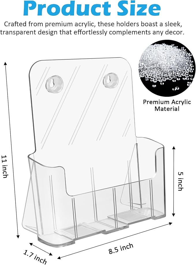 Acrylic Brochure Holder, 4 Packs Brochure Holder 8.5 x 11, Flyer Holder - Image 2